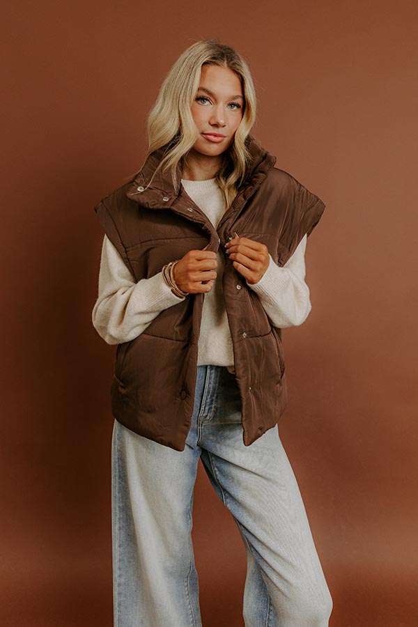 Brisk Stroll Puffer Vest in Chestnut Image - 1