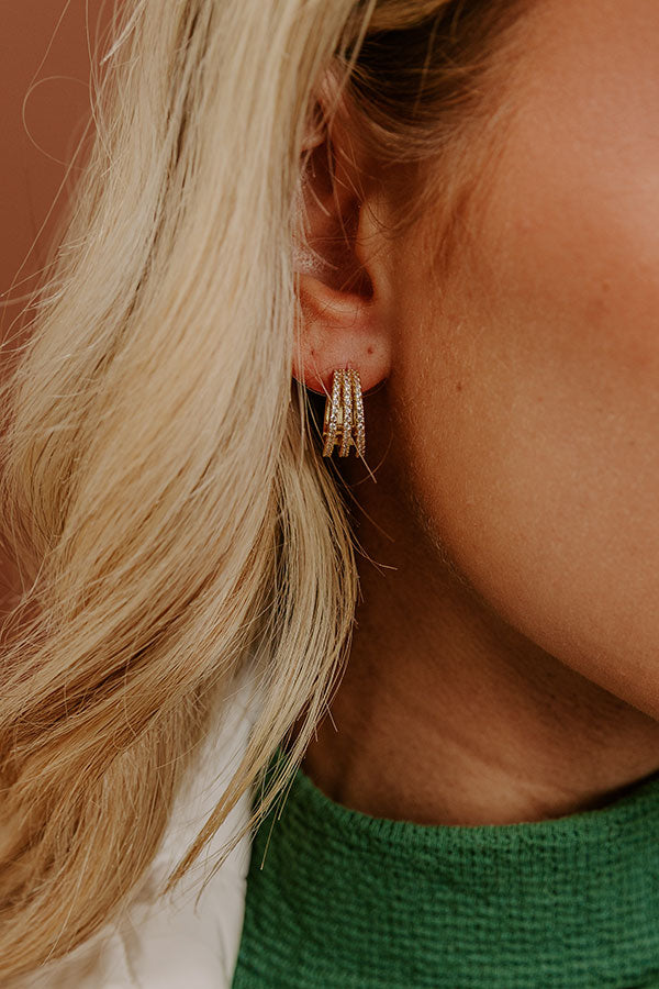 First Class Charm Cubic Zirconia Huggie Hoop Earrings Image - 1