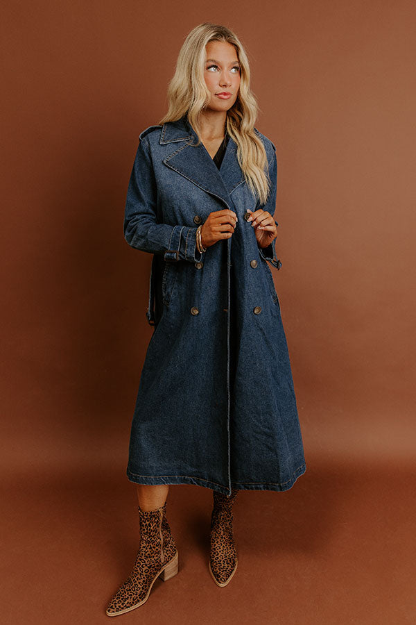 Fashion Week Denim Trench Coat Image - 3