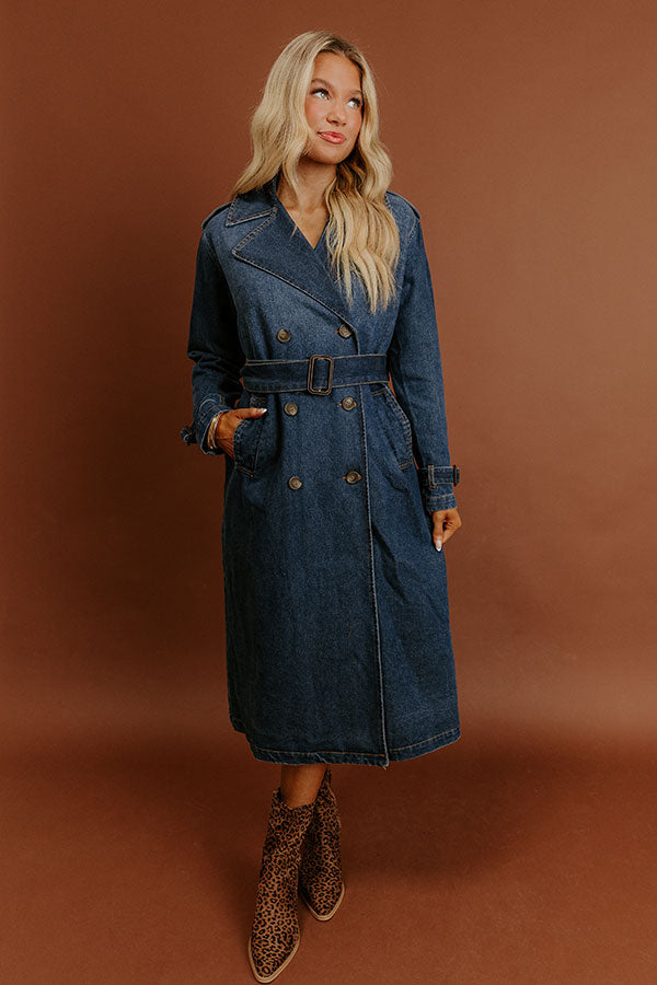 Fashion Week Denim Trench Coat Image - 4