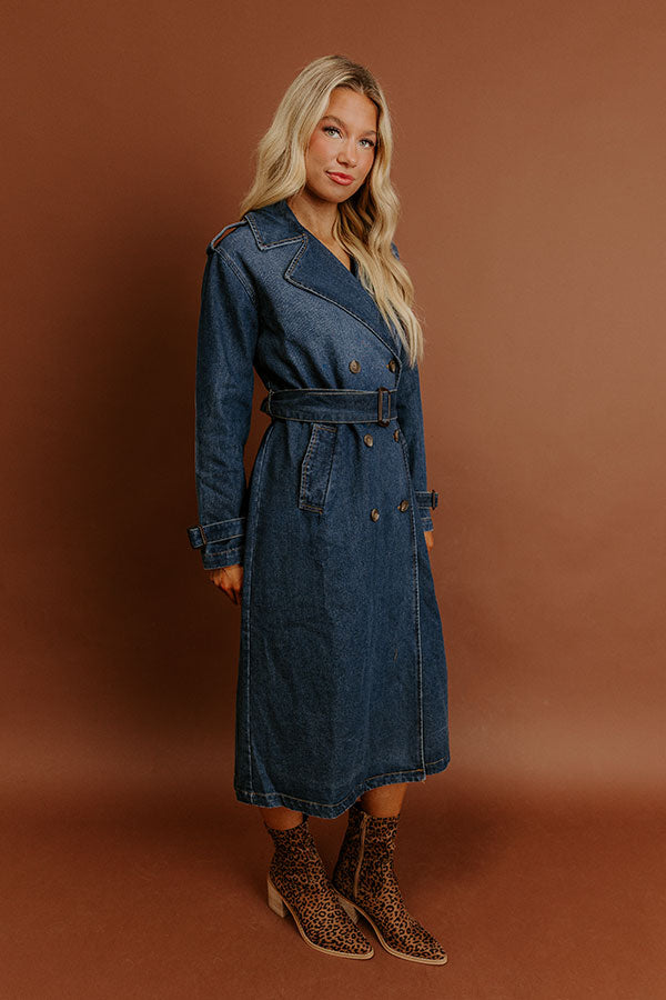 Fashion Week Denim Trench Coat Image - 5