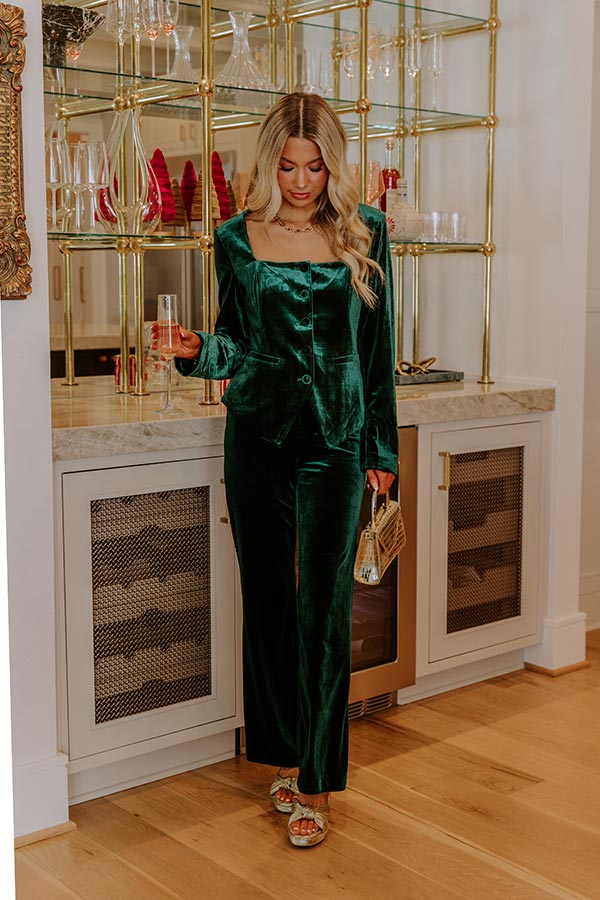 Chic Influencer Velvet Top in Hunter Green Image - 2