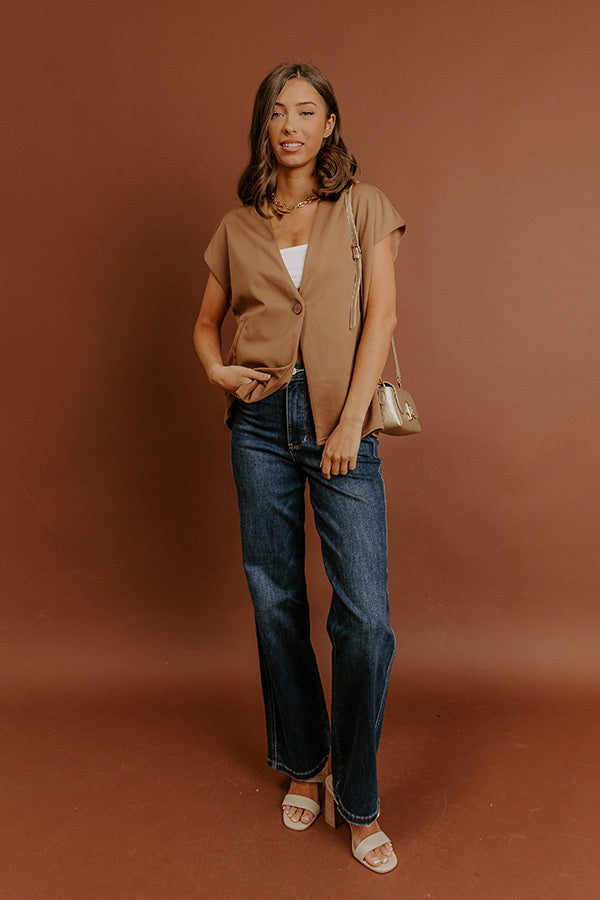 Chic Routine Oversized Vest Top in Mocha Image - 2