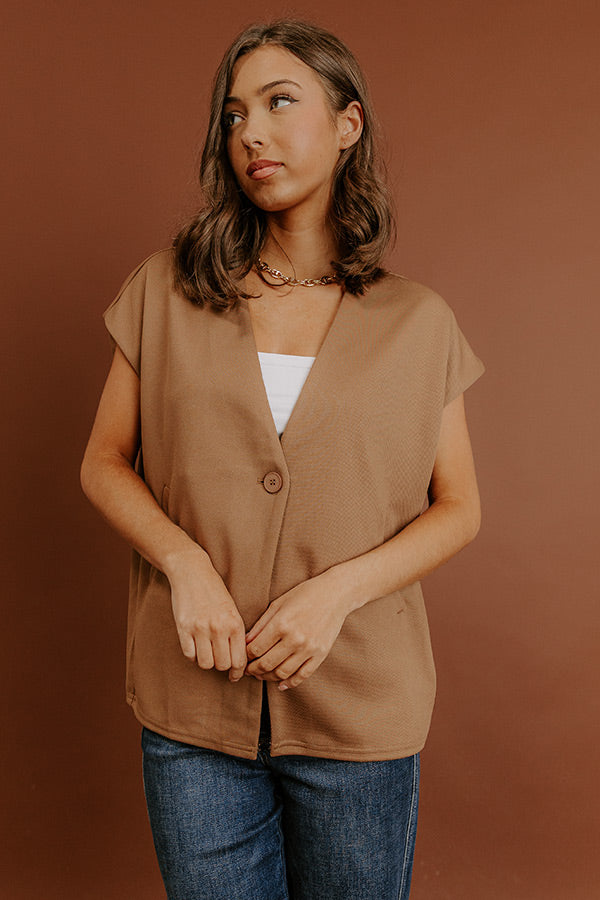 Chic Routine Oversized Vest Top in Mocha Image - 3