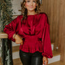 Kind Smile Satin Top in Wine Image - 1
