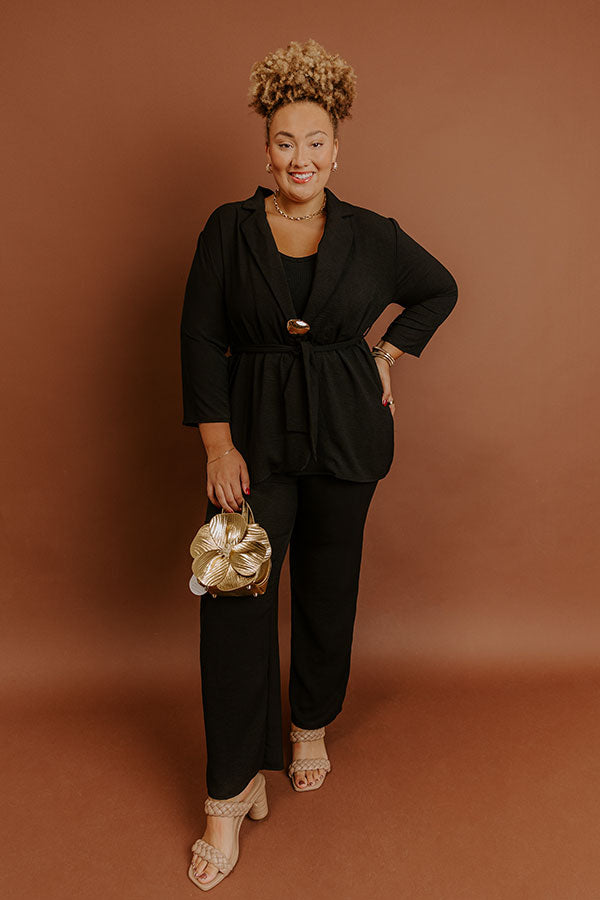 First Class Plans Belted Lightweight Jacket in Black Curves Image - 2
