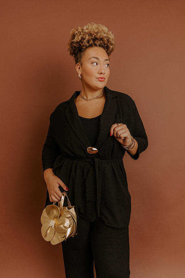 First Class Plans Belted Lightweight Jacket in Black Curves Image - 1