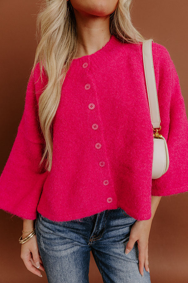 Uptown Chic Knit Cardigan in Hot Pink Image - 3