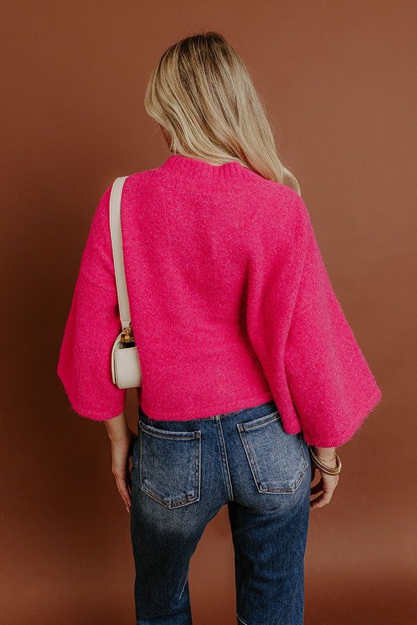 Uptown Chic Knit Cardigan in Hot Pink Image - 5