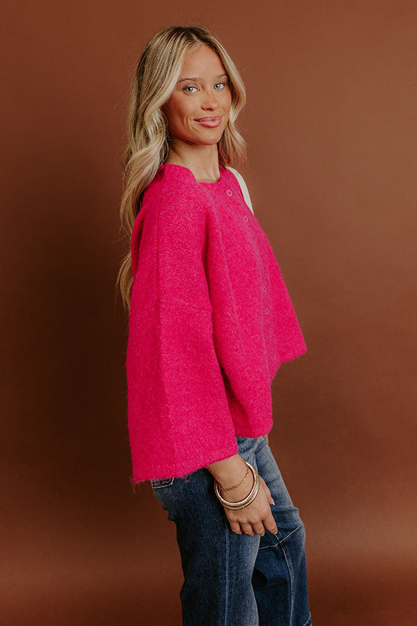 Uptown Chic Knit Cardigan in Hot Pink Image - 4