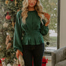 Kind Smile Satin Top in Hunter Green Image - 1