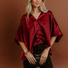 High Society Chic Satin Top in Wine Image - 1