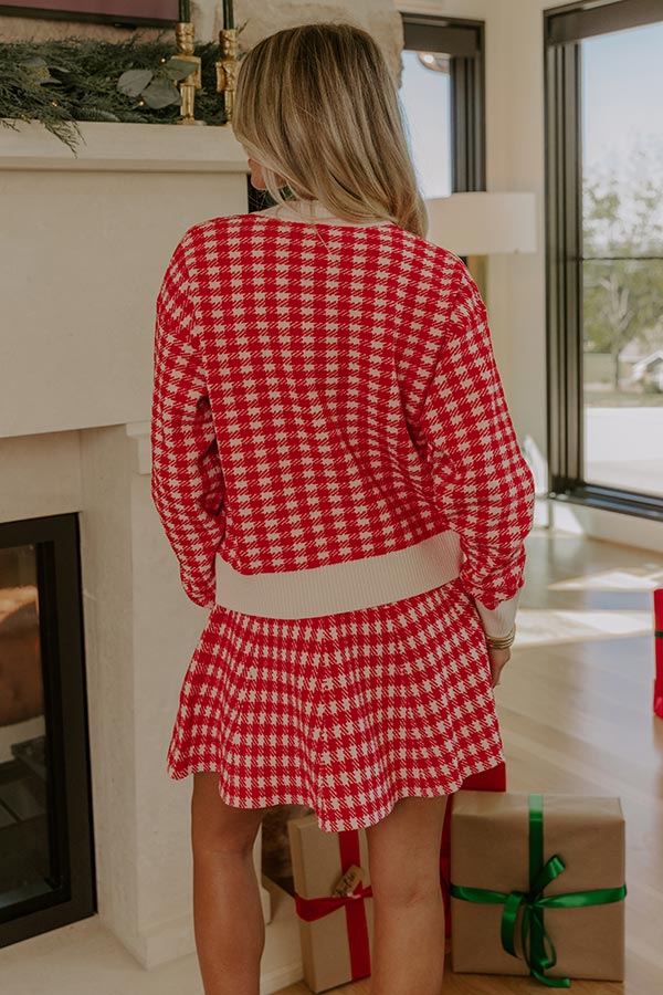 Holiday Chic Houndstooth Knit Cardigan Image - 4