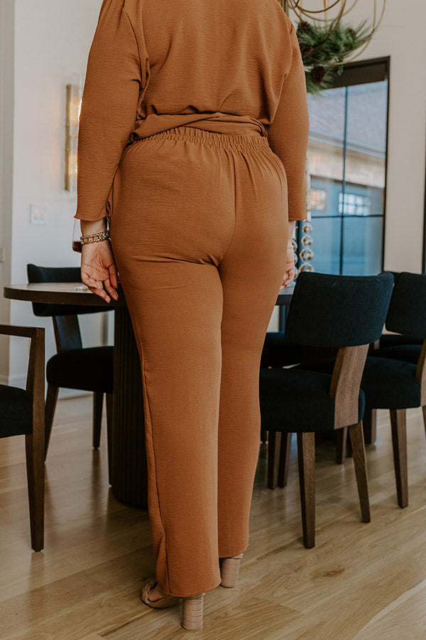 First Class Plans High Waist Pants in Camel Curves Image - 4