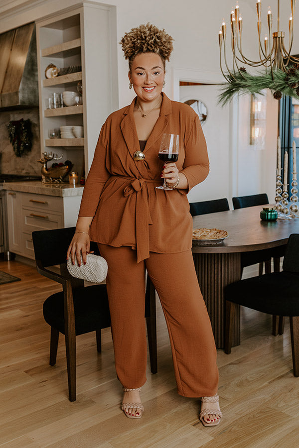 First Class Plans High Waist Pants in Camel Curves Image - 1