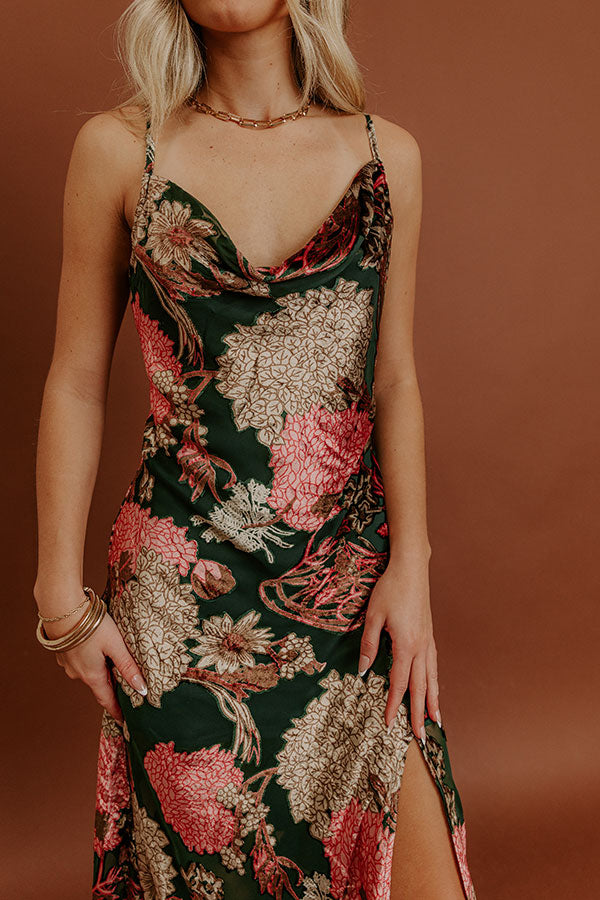 Candlelit Charm Floral Velvet Burnout Midi Dress Image - 4