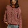 Sweet on You Stripe Knit Cardigan in Wine Image - 1