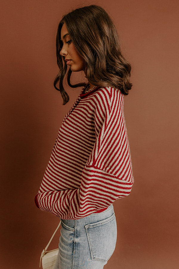 Sweet on You Stripe Knit Cardigan in Wine Image - 4