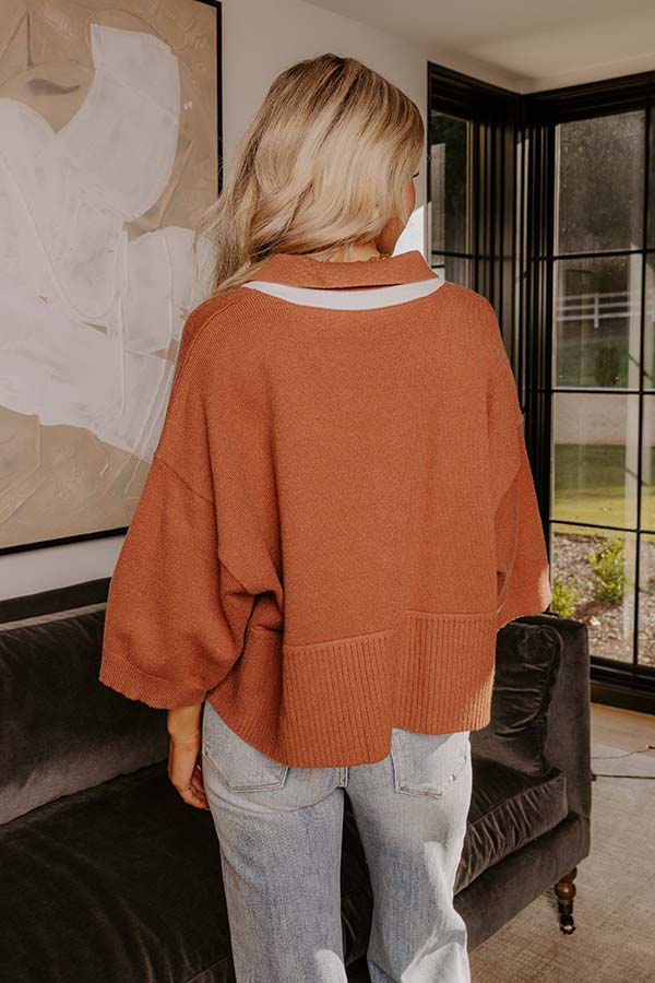 Midtown Charm Knit Top in Cinnamon Image - 5