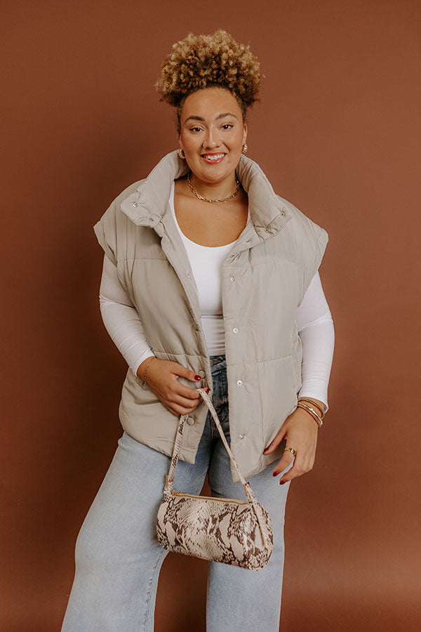 Brisk Stroll Puffer Vest in Stone Curves Image - 1