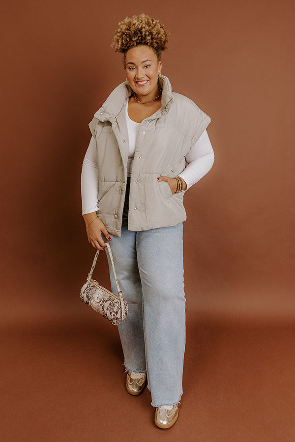 Brisk Stroll Puffer Vest in Stone Curves Image - 2