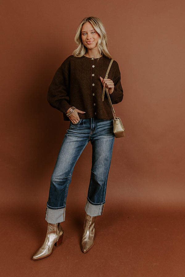 Bistro Cutie Knit Cardigan in Dark Chocolate Image - 2