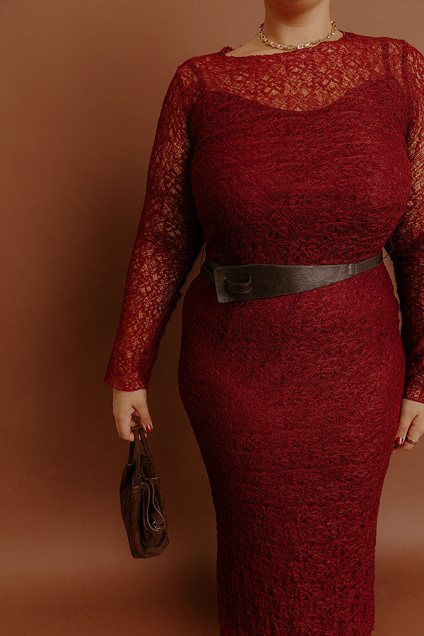 Twilight Muse Lace Maxi Dress in Merlot Curves Image - 4