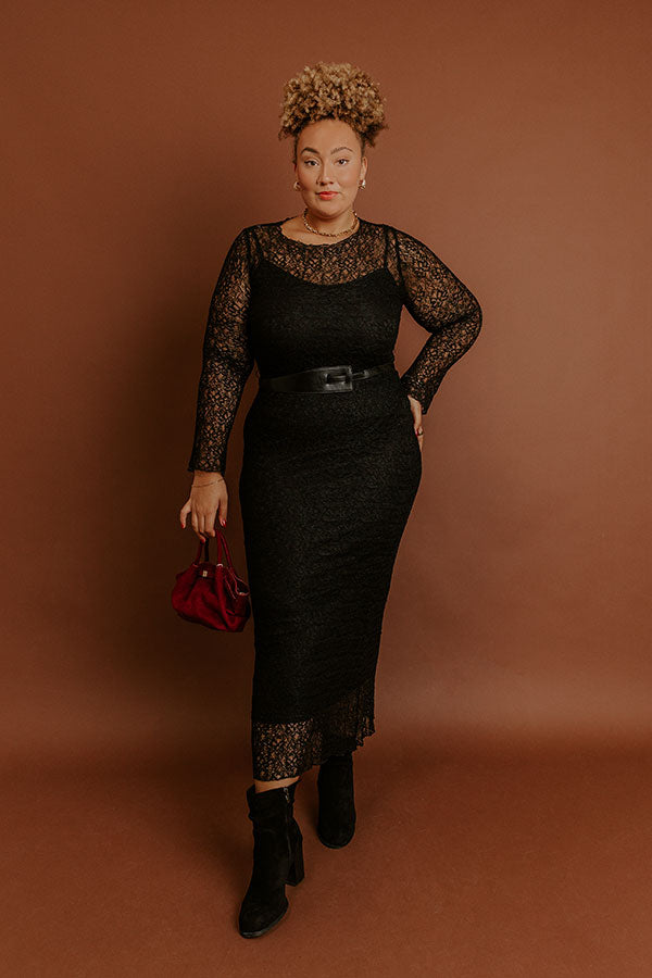 Twilight Muse Lace Maxi Dress in Black Curves Image - 2