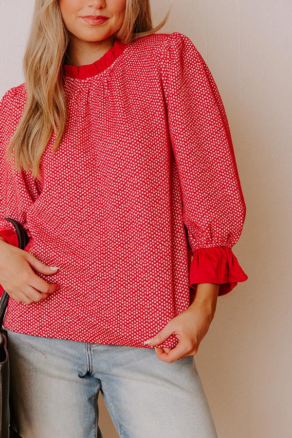Holiday Chic Knit Top in Red Image - 3