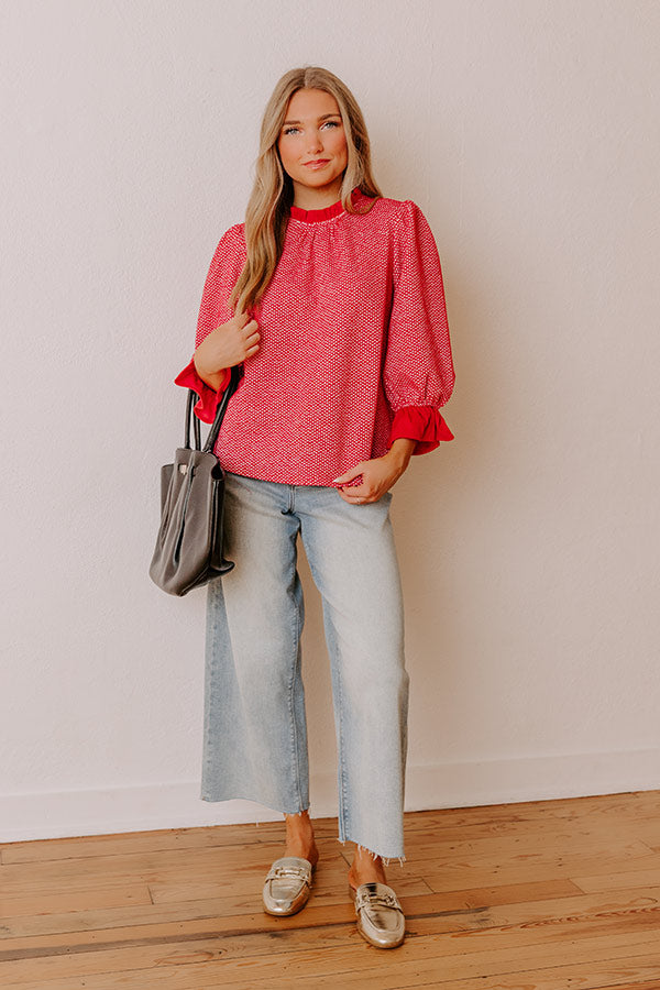 Holiday Chic Knit Top in Red Image - 2