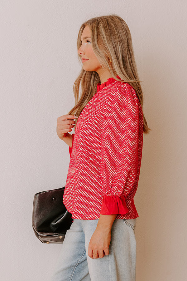 Holiday Chic Knit Top in Red Image - 4