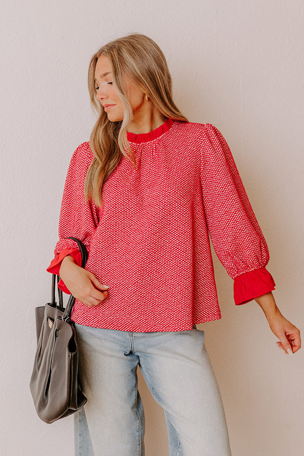 Holiday Chic Knit Top in Red Image - 1