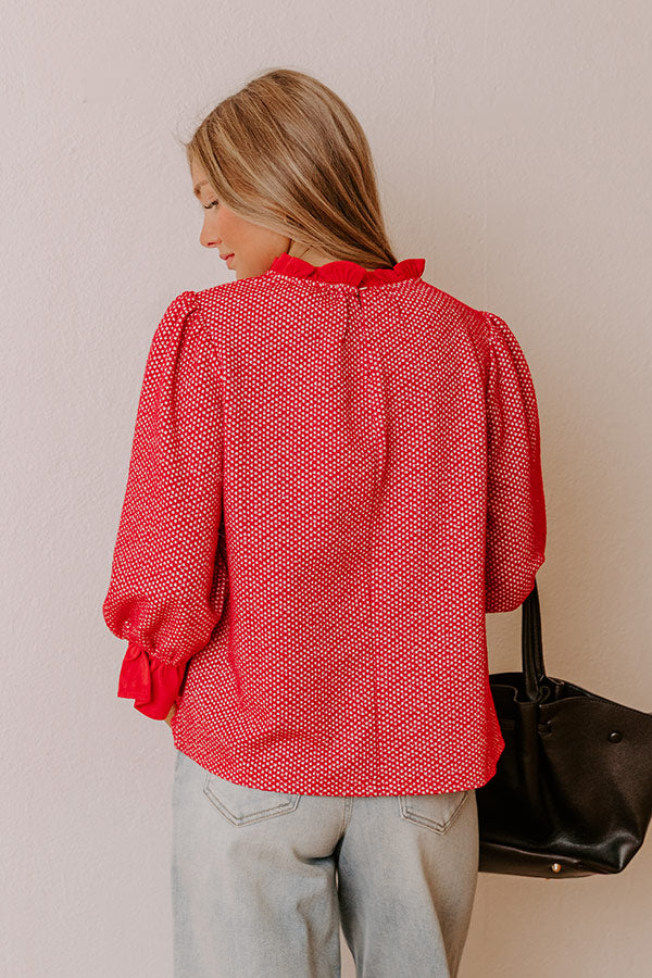 Holiday Chic Knit Top in Red Image - 5