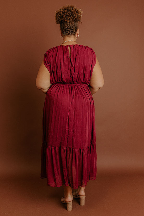 Evening Grace Chiffon Midi Dress in Merlot Curves Image - 5