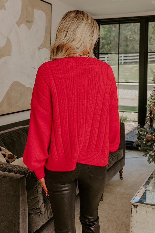 Cranberry Martini Front Tie Knit Cardigan Image - 4