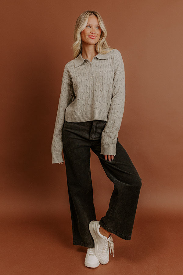 The Storyline Cable Knit Sweater Top in Grey Image - 1
