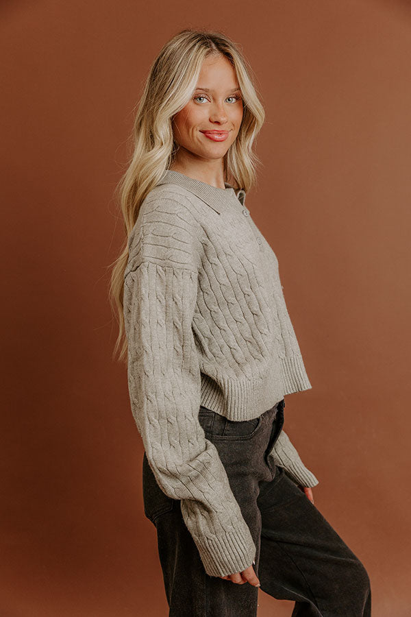 The Storyline Cable Knit Sweater Top in Grey Image - 5