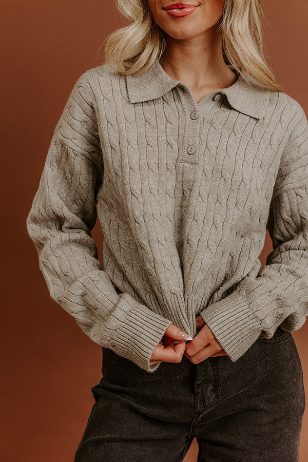 The Storyline Cable Knit Sweater Top in Grey Image - 4