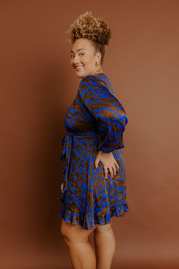 Dinner and a Movie Wrap Dress in Royal Blue Curves Image - 5