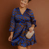 Dinner and a Movie Wrap Dress in Royal Blue Curves Image - 1