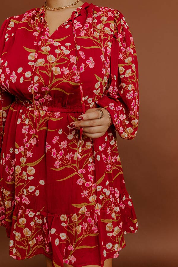 Luxury Excursions Floral Mini Dress in Red Curves Image - 3