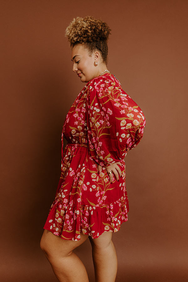 Luxury Excursions Floral Mini Dress in Red Curves Image - 4