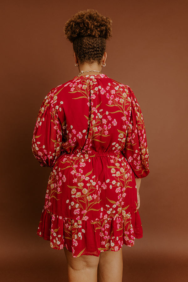 Luxury Excursions Floral Mini Dress in Red Curves Image - 5