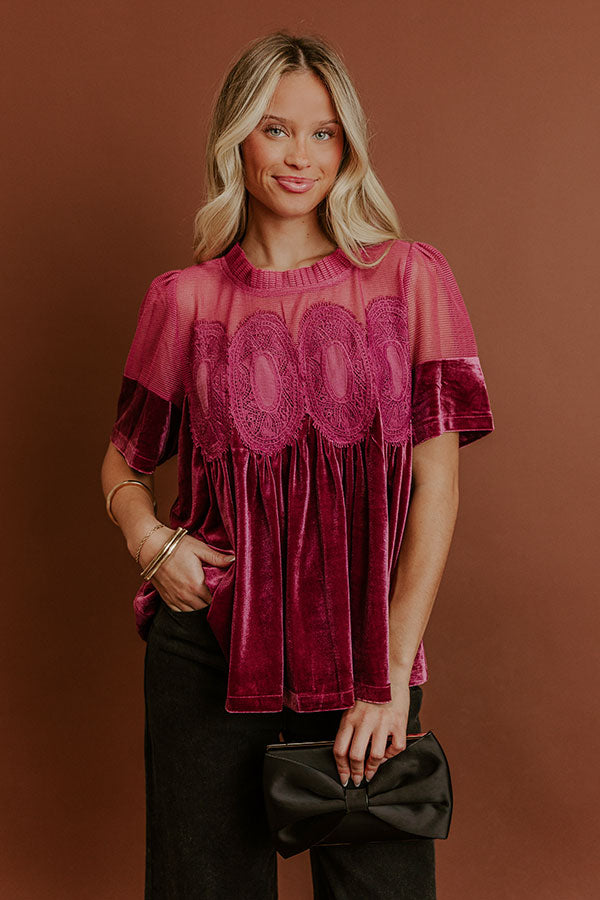 Delicate Daze Velvet Top in Vineyard Grape Image - 1