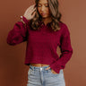 The Storyline Cable Knit Sweater Top in Wine Image - 1