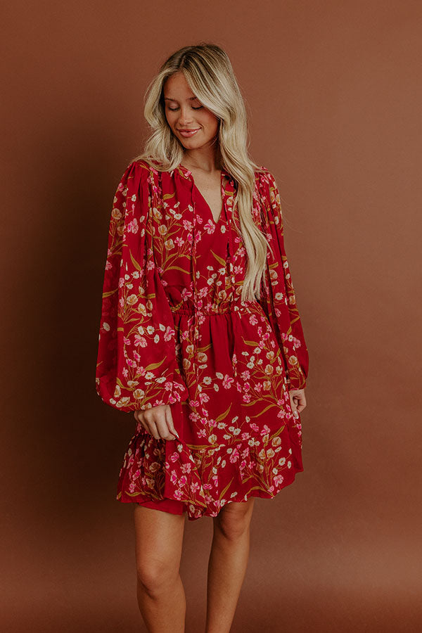 Luxury Excursions Floral Mini Dress in Red Image - 3