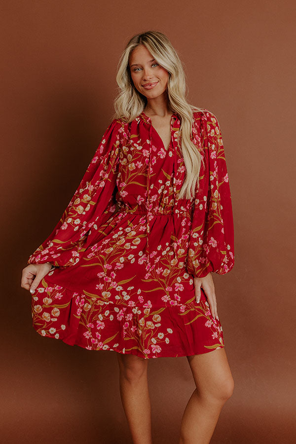 Luxury Excursions Floral Mini Dress in Red Image - 2