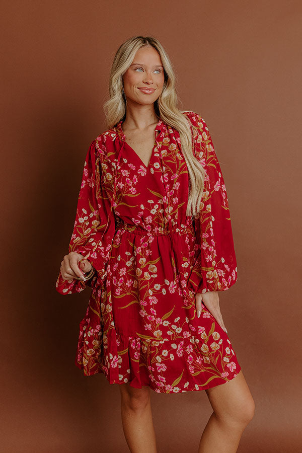 Luxury Excursions Floral Mini Dress in Red Image - 4
