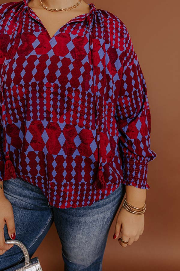 Soho Stroll Shift Top in Wine Curves Image - 2