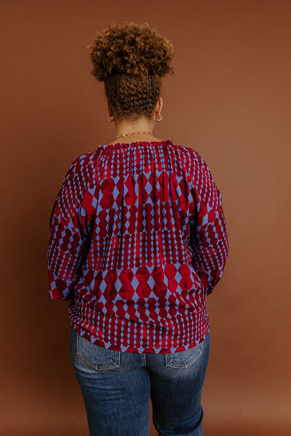 Soho Stroll Shift Top in Wine Curves Image - 5